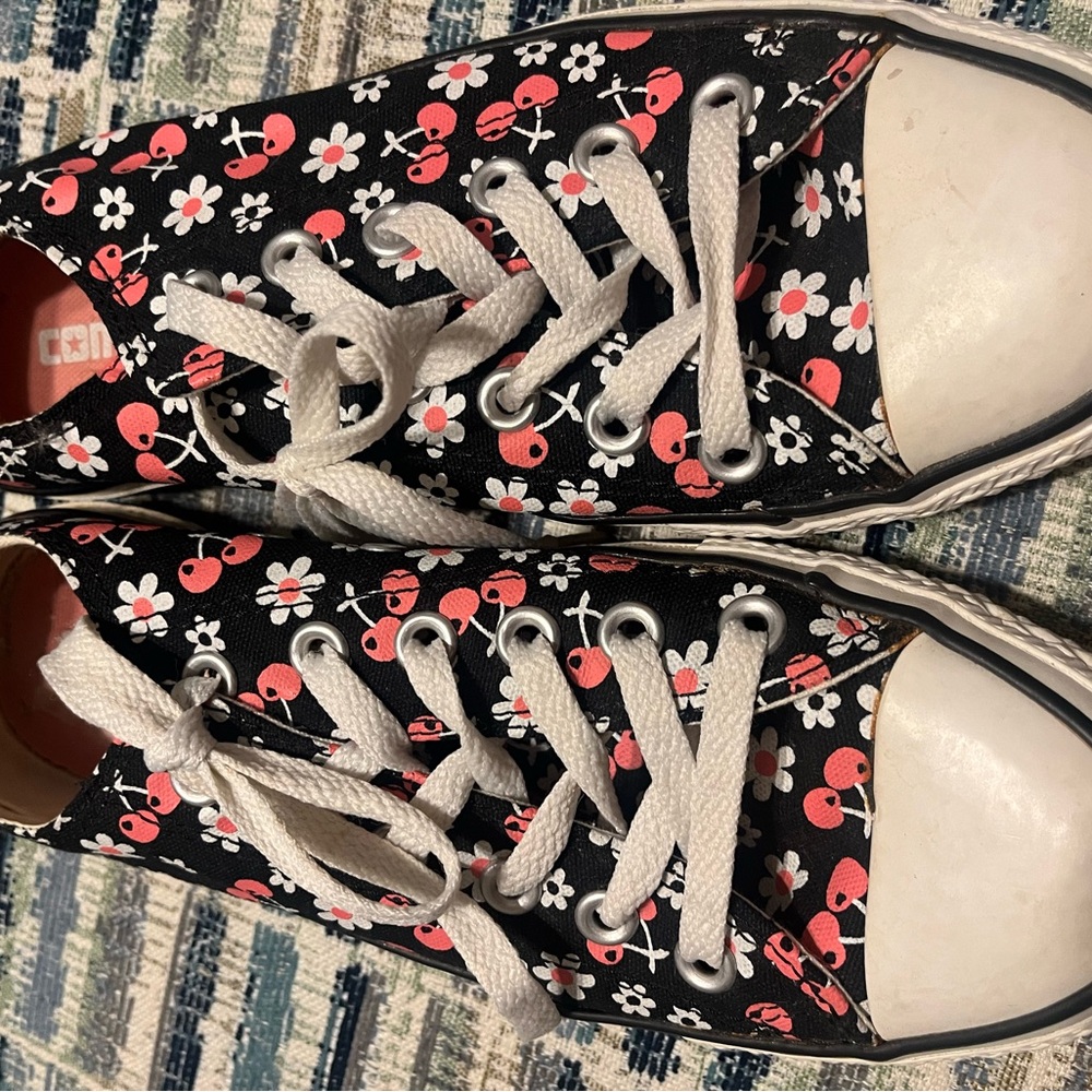 Converse Women’s ' Black Floral and Cherries Sneakers - Picture 8 of 8